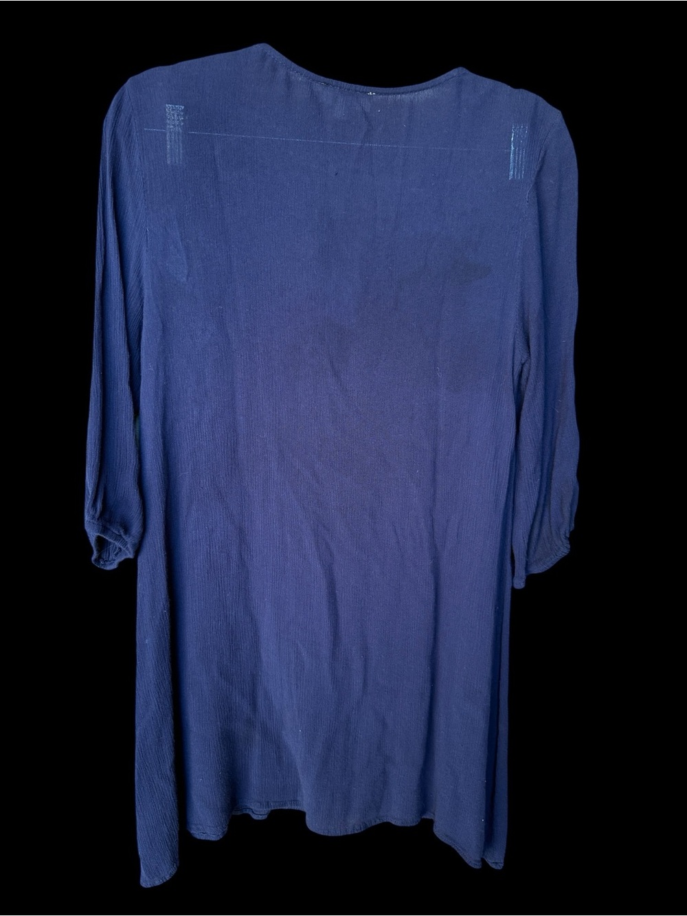 Umgee Navy Embroidered V-Neck Peasant Top Size Medium - Picture 3 of 7
